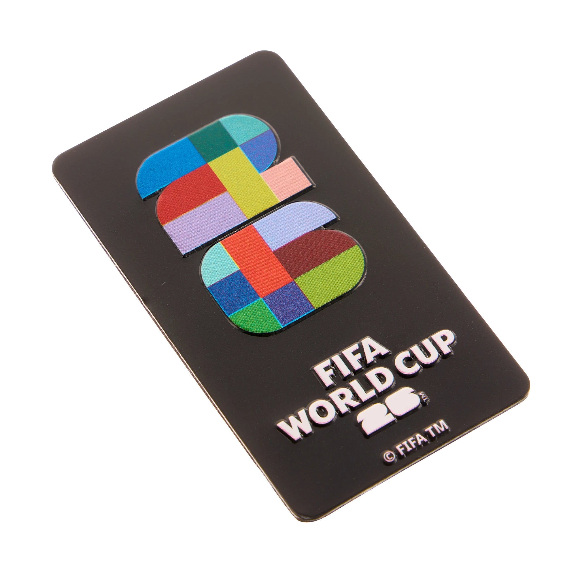 Collection of FIFA World Cup fridge magnet with colourful design on a black background in a gallery layout